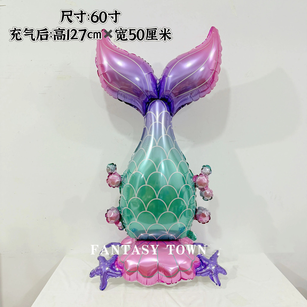 จัดส่งตลอด 24 ชั่วโมง ตกแต่งงานปาร์ตี้นางเงือกฤดูร้อน ลูกโป่งฟอยล์หางปลาสีสันสดใส ลูกโป่งหางนางเงือกยืน ตกแต่งงานเลี้ยง ลูกโป่งวันเกิด ลูกโป่งงานเลี้ยง - รูปที่ 3