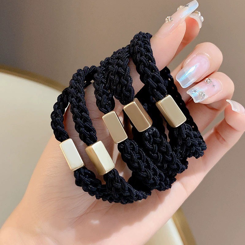 ยางมัดผม สีเรียบ มีความยืดหยุ่นสูง ยางรัดผมทนทาน  หนังยางรวบผม พร้อมส่ง - รูปที่ 4