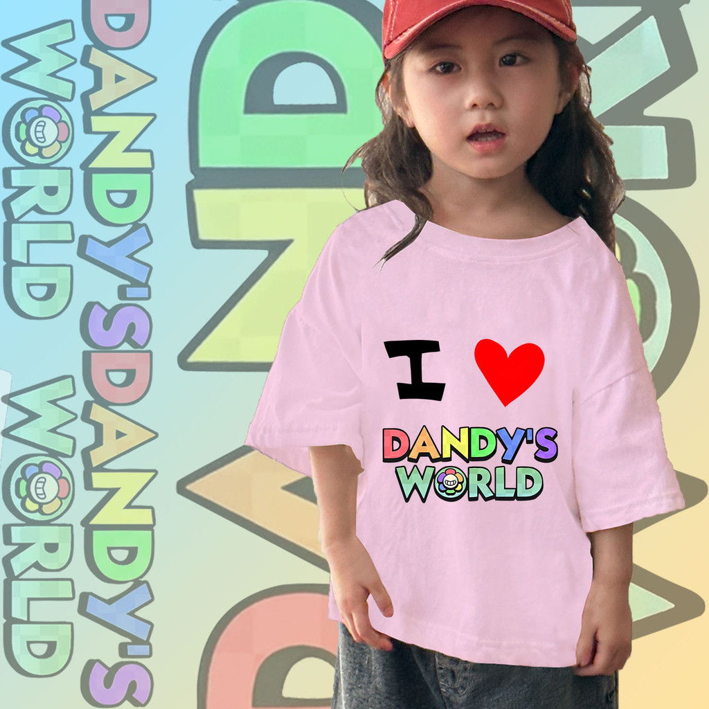 เสื้อยืดเด็ก วิดีโอเกม Dandy's World สุดน่ารัก “ i love Dandy's World ” เสื้อยืดเด็ก