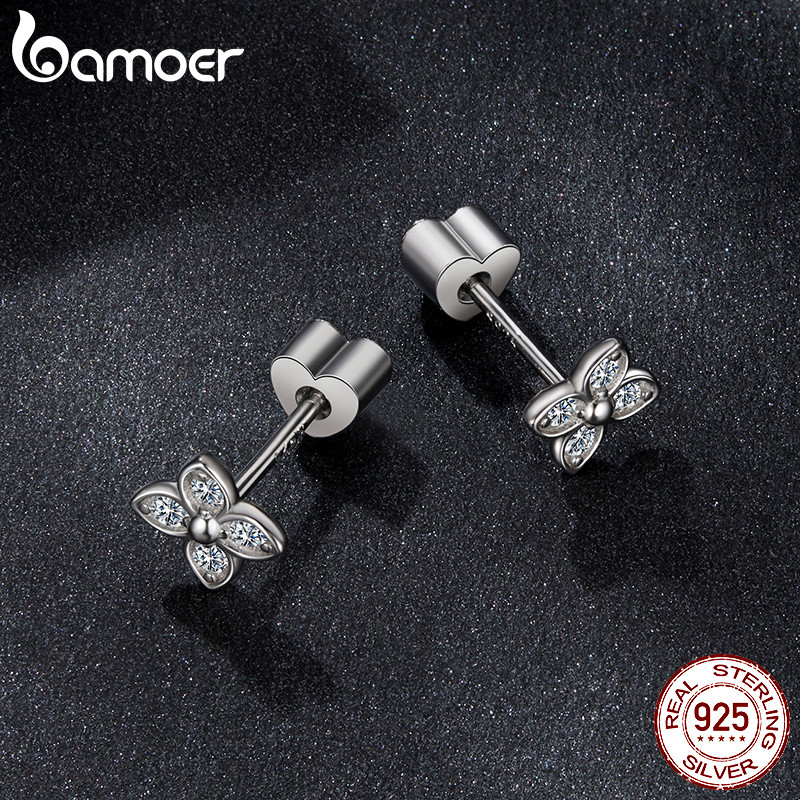 Bamoer حلق برسيم فضة 925 بالمويسانيت — صورة 3