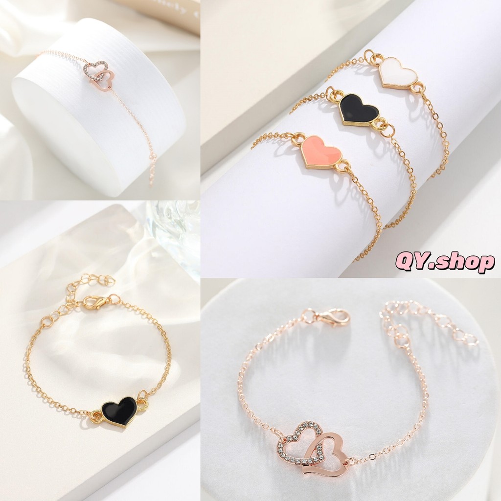 QY.Shop⭐️สินค้าราคาพิเศษ⭐️แฟชั่นสร้อยข้อมือหัวใจพีชสร้างสรรค์สร้อยข้อสร้อยข้อมือโลหะ มินิมอล "BRL-1/BRL-2"