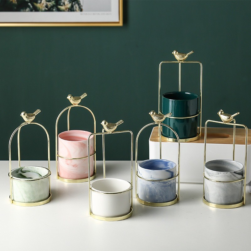 DT77-4 กระปุกเซรามิคราวนก เล็ก  B1-3