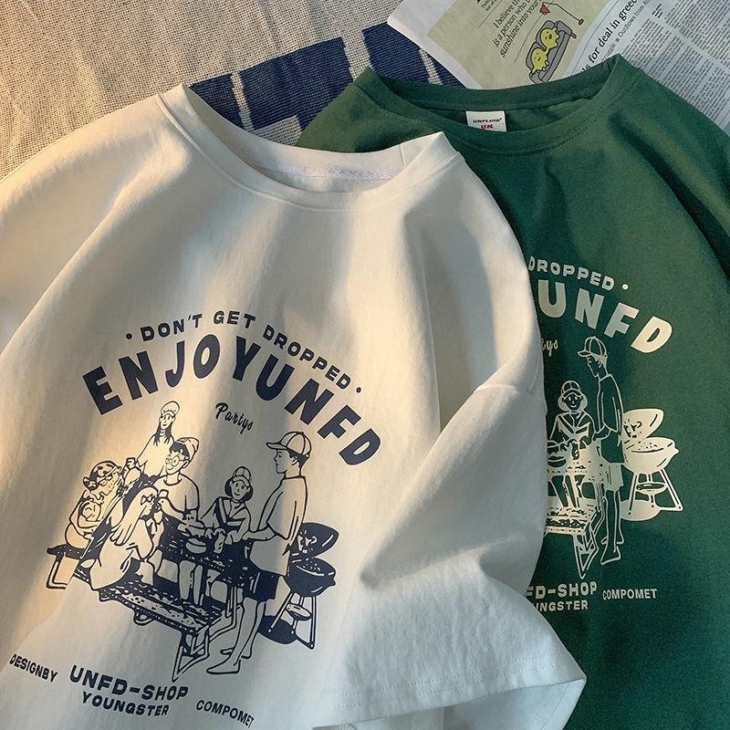 (จัดส่งตลอด 24 ชั่วโมง)เสื้อยืด Oversize ลาย 'Enjoy UNFD' สไตล์วินเทจ คอตตอน 100%