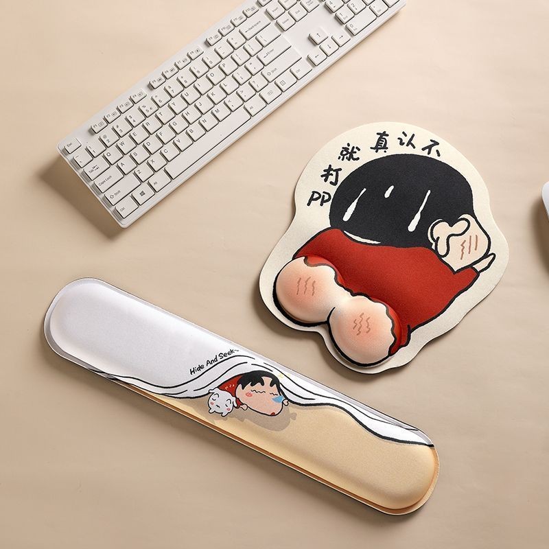 แผ่นรองเมาส์การ์ตูน Crayon Shin chan ป้องกันข้อมือ แผ่นรองคีย์บอร์ด โต๊ะทำงาน กันลื่น แผ่นรองสำนักงานป้องกันโรคข้ออักเสบ