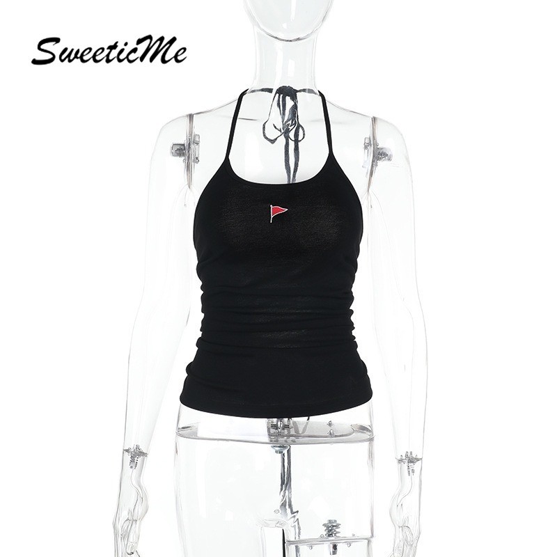 SweeticMe Womens 2025 แฟชั่นใหม่ Sweet Slim Fit Street Halter Tank Tops Camisole ราคา ถูกที่สุด ดีลบีเคเค แกลเลอรีภาพที่ 7