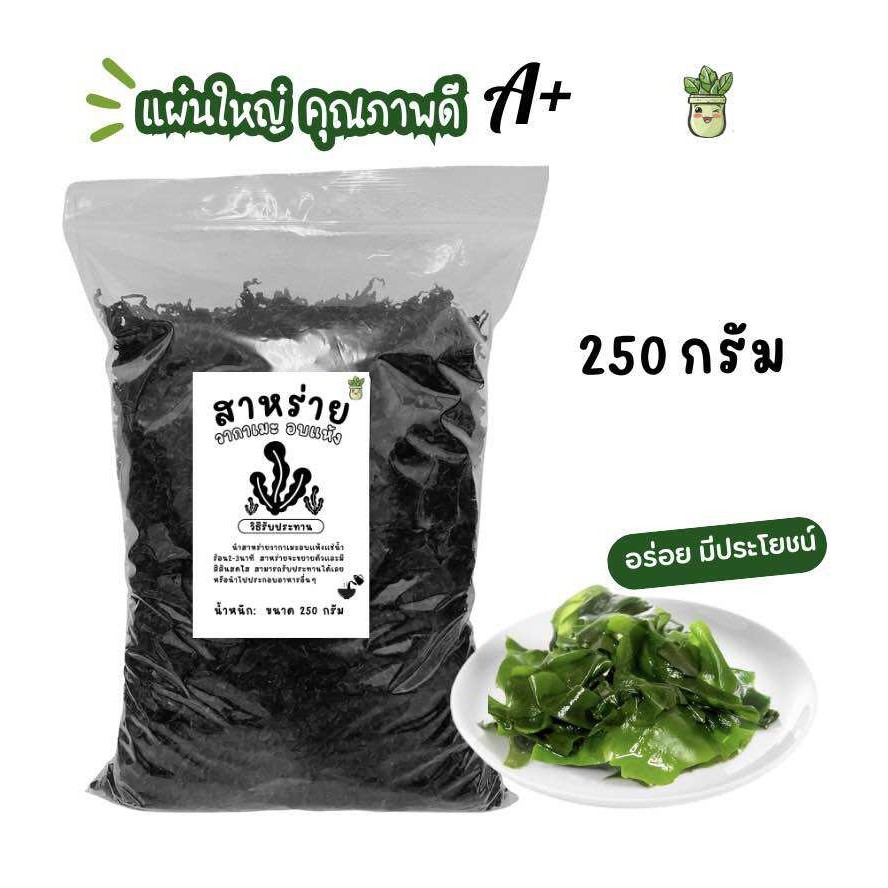 250 กรัม สาหร่ายวากาเมะอบแห้ง แผ่นใหญ่คุณภาพดีA+