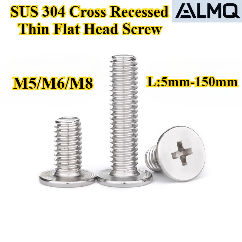 [LMQ-SZBPTLS] 304 Stainless Steel, Cross Thin Flat Head Screw M5/M6/M8 Cross Flat Head Bolt, Thin Head Computer Screw, ความยาว 5mm-150mm