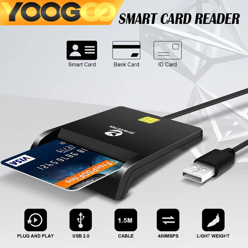 Zoweetek เครื่องอ่านบัตรประชาชน Smart Card Reader บัตรสมาร์ทการ์ด ID/IC ความเร็วสูง ดังนั้นเสียบและเล่น Smart Chip Cards