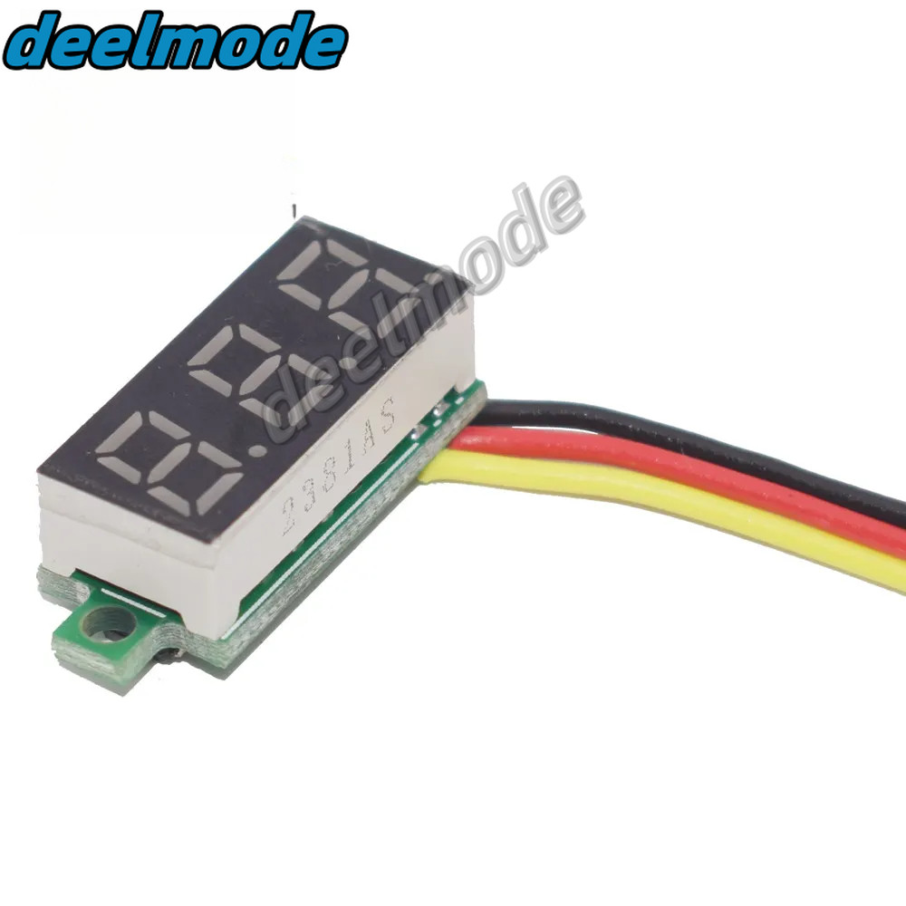 0.28 นิ้ว 2.5V-40V Mini Digital Voltmeter เครื่องทดสอบแรงดันไฟฟ้าสีแดง/สีฟ้า/สีเหลือง/สีเขียว LED หน้าจอ 30*10*8 มม.