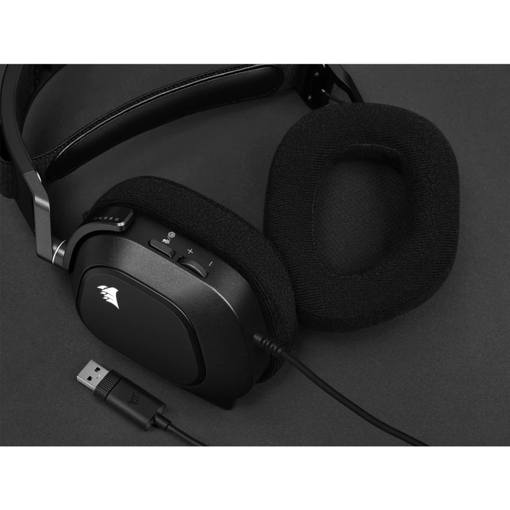 HEADSET หูฟัง CORSAIR GAMING HEADSET HS80 RGB USB CARBON/WHITE