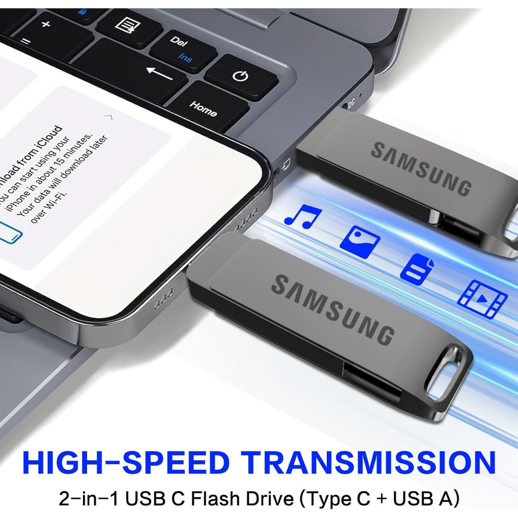 Samsung typec 2 in 1 โทรศัพท์มือถือ u Disk คุณภาพสูง 2TB แฟลชไดรฟ์คู่ USB แท่งหน่วยความจําความเร็วสู