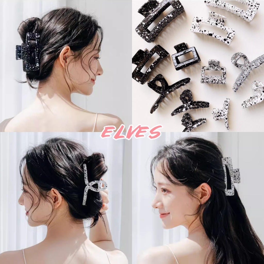 Elves พร้อม💟 กิ๊ฟหนีบผม ลายหินอ่อนขาวและดำ สีพื้น ใส่ได้ง่ายๆทุกๆวัน "VO-15"