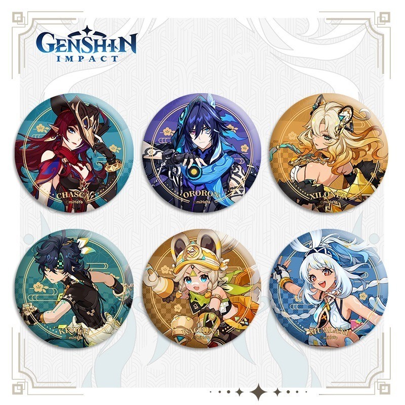 เกม Genshin Impact Ororon Chasca Sethos Mualani Kachina Kinich Emilie Badge ปุ่มเข็มกลัด Pins คอสเพล