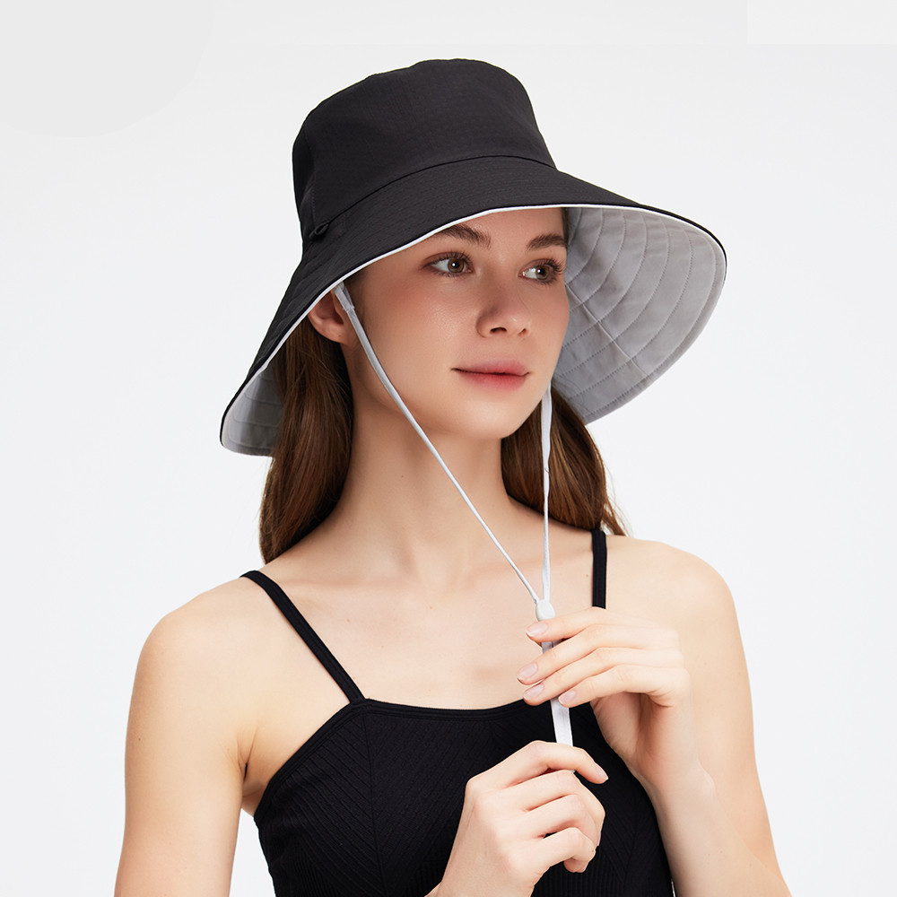 Ohsunny หมวกบักเก็ตปีกกว้าง 2 ด้าน ป้องกันแสงแดด กันน้ำ ป้องกันรังสี UV UPF50+