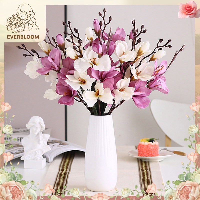 🌸 ช่อดอกไม้ประดิษฐ์ Gladioli 5 ส้อม 20 หัว ดอกแมกโนเลียปลอม สำหรับตกแต่งบ้าน / งานแต่ง / ถ่ายภาพ / ฉลอง