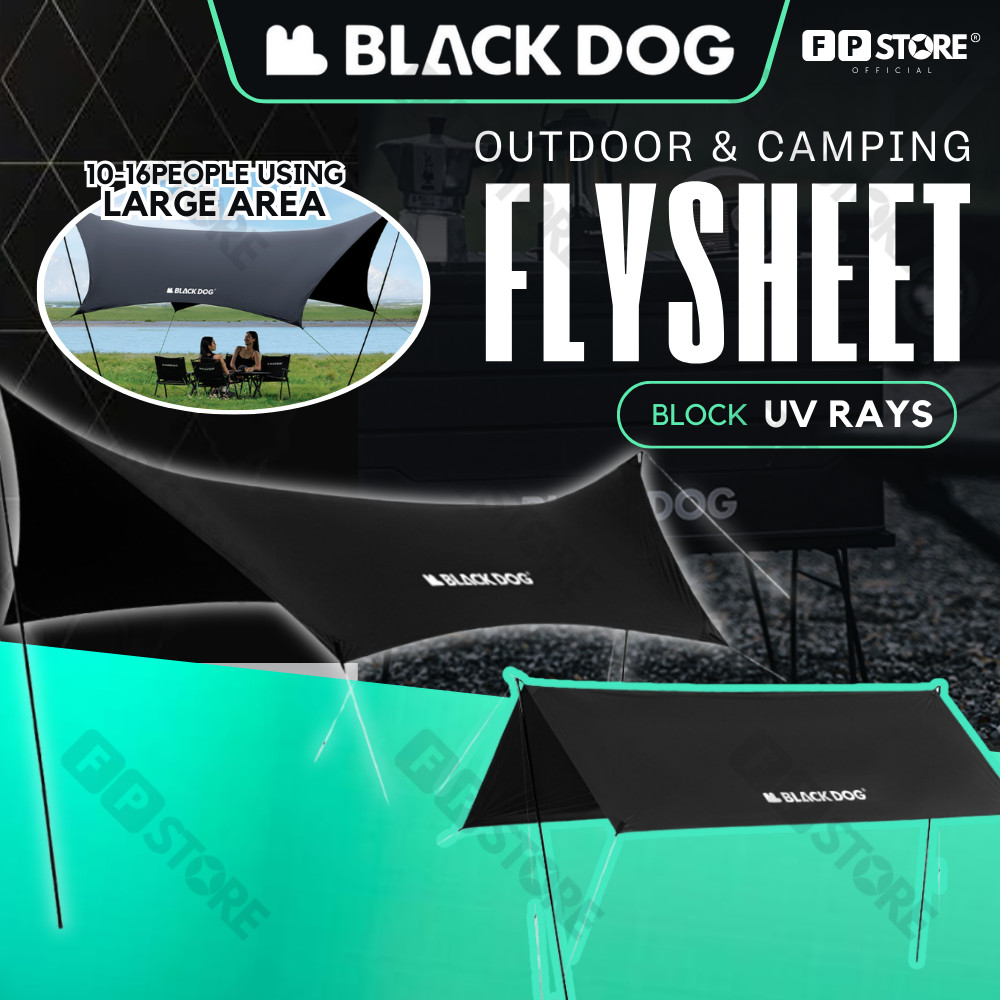 BLACKDOG Full Set Flysheet Canopy Tarp Camping ผีเสื้อหกเหลี่ยม kanopi khemah camp กันน้ํา hitam
