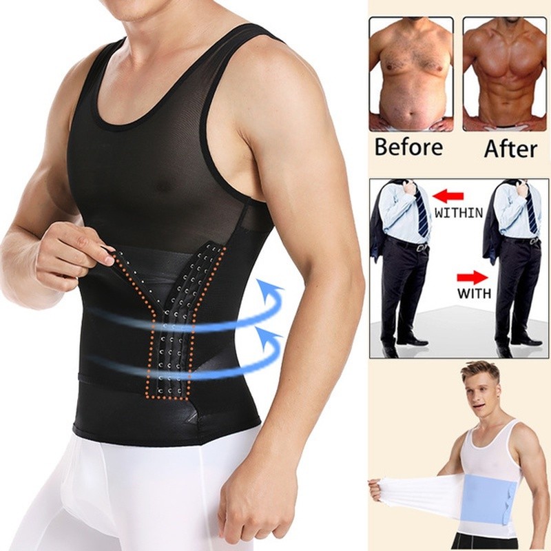 ผู้ชาย Body Shaper Abdomen Shapewear เอวเทรนเนอร์ Belly Slimming Tops ผู้ชายเสื้อกั๊ก