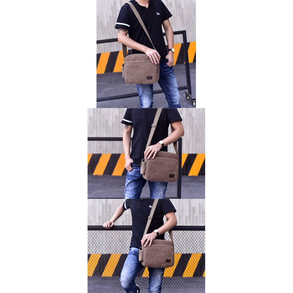 กระเป๋าสะพายไหล่ลําลอง ผ้าแคนวาส ขนาดใหญ่ จุของได้เยอะ อเนกประสงค์ แฟชั่นสําหรับผู้ชาย