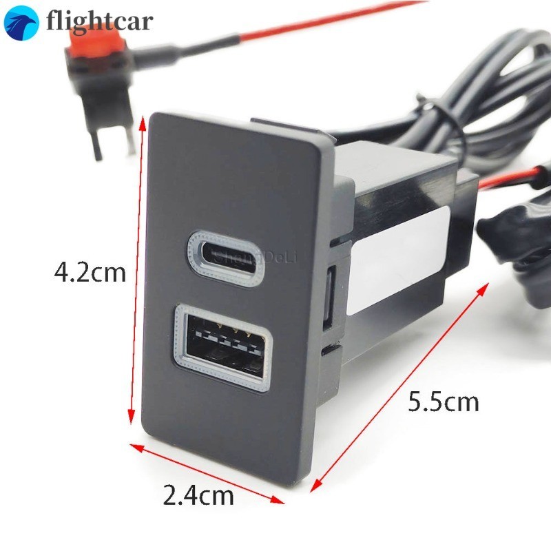 (FT) อะแดปเตอร์ซ็อกเก็ตชาร์จ USB TYPE-C สําหรับ Toyota Corolla LC80 QC3.0