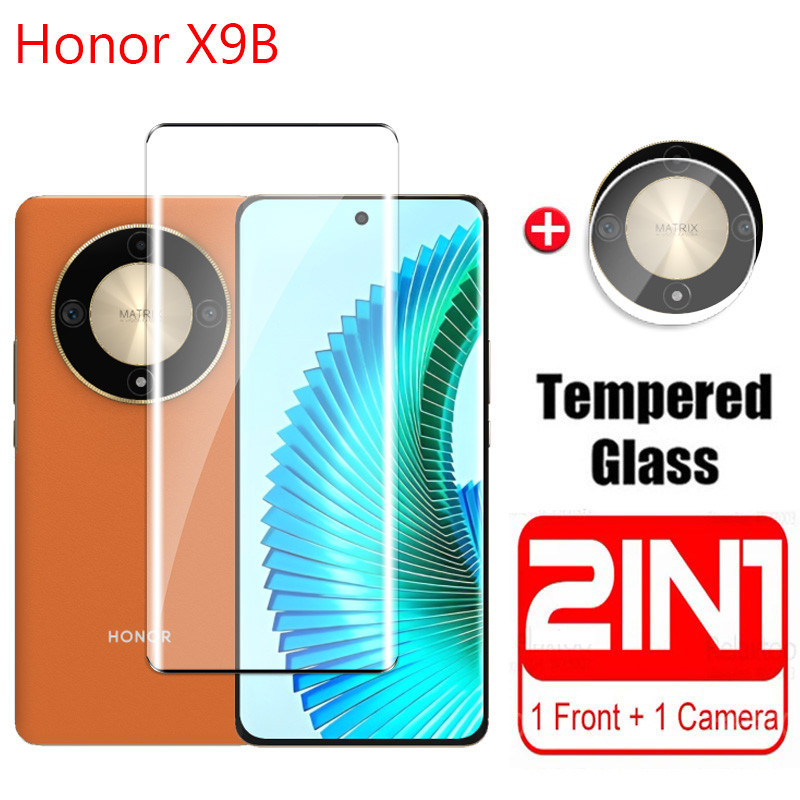 2in1 กระจกนิรภัยสําหรับ Honor X9C X9D X9B X9A 5G 2023 ขอบโค้งป้องกันหน้าจอฟิล์มสําหรับ HonorX9C Hono