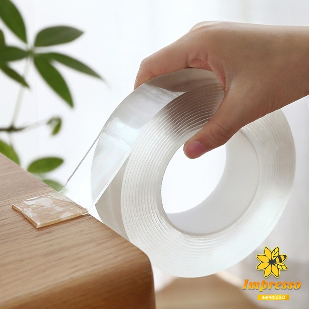 Impresso กาวสองหน้า เทปกาว ทำความสะอาดและนำมาใช้ใหม่ได้ มี 2 ขนาดให้ เลือก Double Side Adhesive Tape