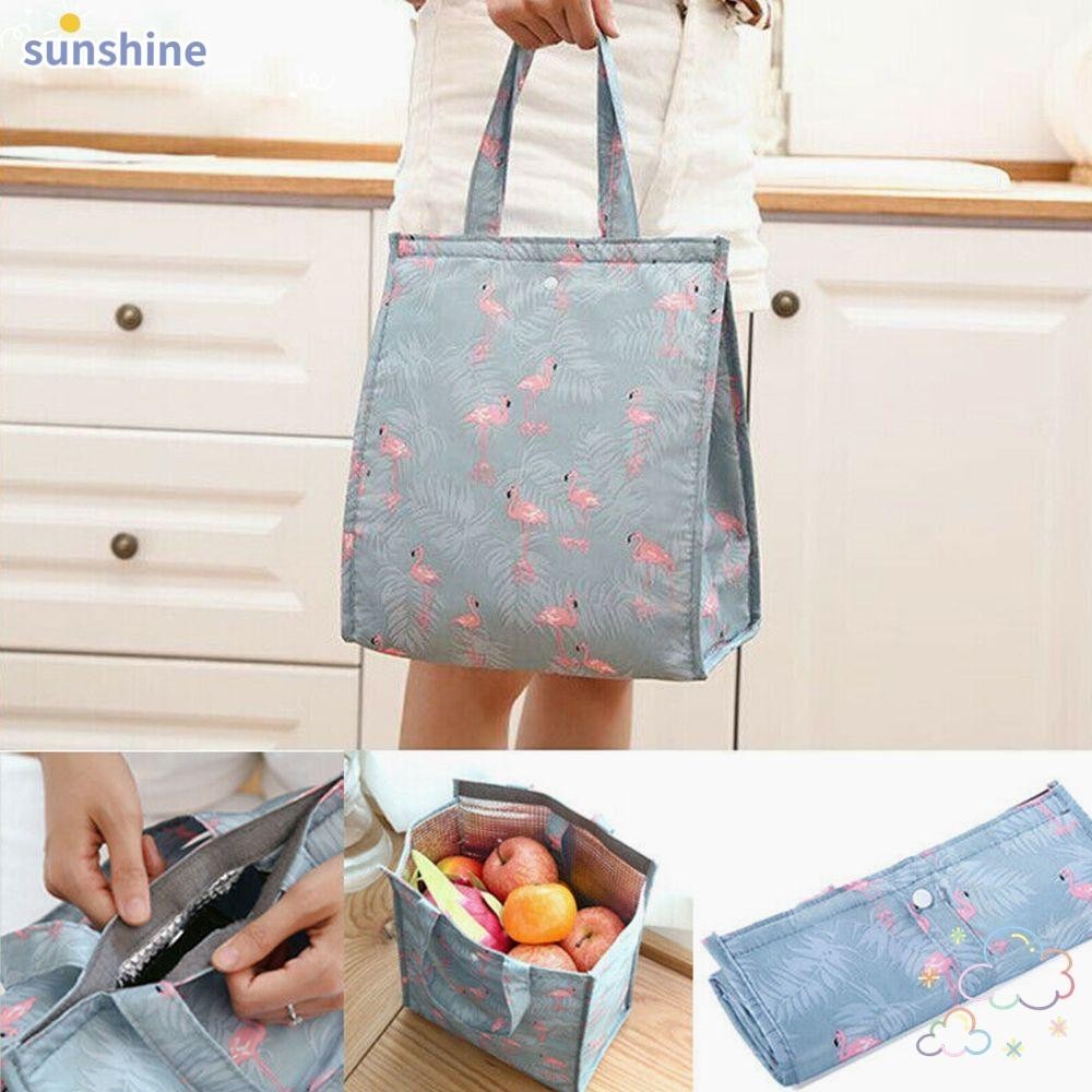 Ssunshine กระเป๋าปิกนิก มีฉนวนกันความร้อน แบบพกพา สําหรับใส่อาหารเช้า