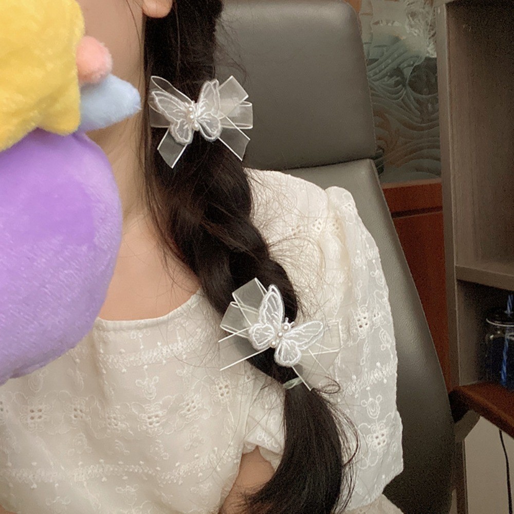 กิ๊บติดผม ผ้าตาข่าย ประดับโบว์ ขนาดเล็ก สีขาว สําหรับผู้หญิง ราคา ถูกที่สุด ดีลบีเคเค แกลเลอรีภาพที่ 3