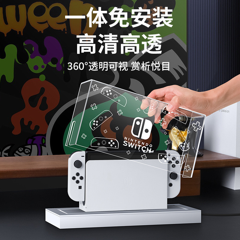 Oled แท่นชาร์จเรืองแสง หลายสี เปลี่ยนได้ / เปล่งแสง ฝาครอบกันฝุ่น แบบใส สําหรับ Nintendo Switch & Switch OLED