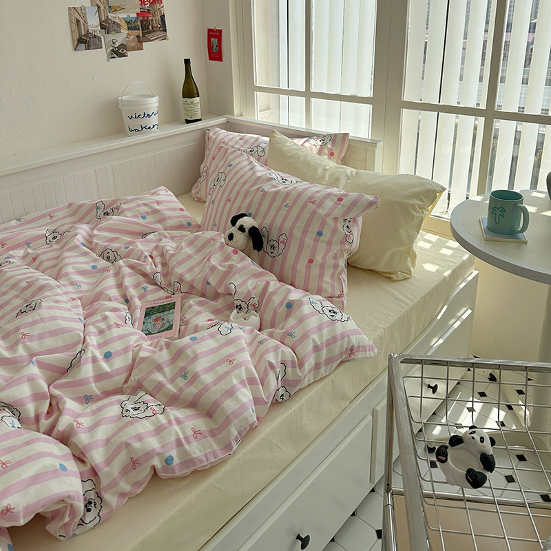 ชุดเครื่องนอน ผ้าปูที่นอน ผ้าฝ้าย 100% ประดับโบว์ สีชมพู ควีนไซซ์ คิงไซซ์ - รูปที่ 2