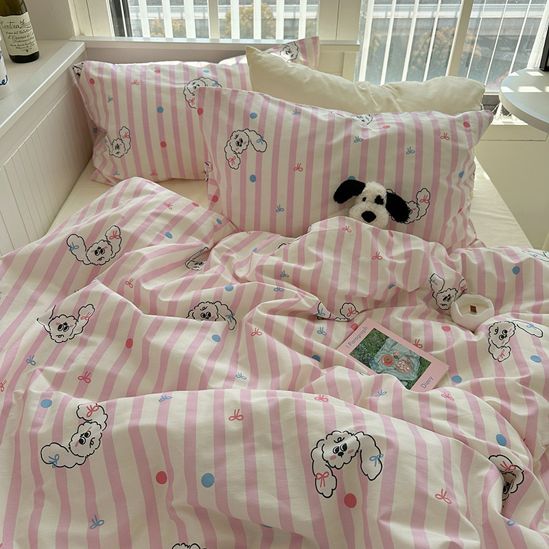 ชุดเครื่องนอน ผ้าปูที่นอน ผ้าฝ้าย 100% ประดับโบว์ สีชมพู ควีนไซซ์ คิงไซซ์ - รูปที่ 4