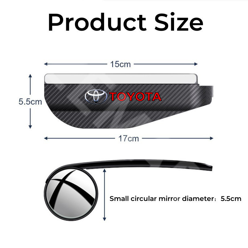 Toyota 2 ชิ้น กระจกมองหลัง กันฝน คิ้ว ด้วย กระจกมองจุดบอด เสื้อกันฝน คาร์บอนไฟเบอร์ ติดกระจกข้างหมุนได้ มุมปรับได้ 360 องศา Toyota GR TRD Prius Fortuner Corolla Cross CHR Camry Wish Vios Veloz Estima Sienta Yaris Ativ Altis Hilux Revo bZ4X Hiace - รูปที่ 4