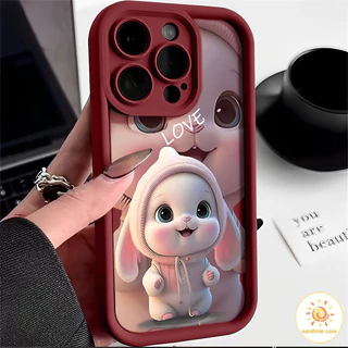 เคสโทรศัพท์ป้องกันเส้นขอบกระต่ายการ์ตูนน่ารัก ไอโฟน11 For iPhone12 13 14 15Pro MAX X XS XR 6 7 8Plus SE2020 เคสโทรศัพท์