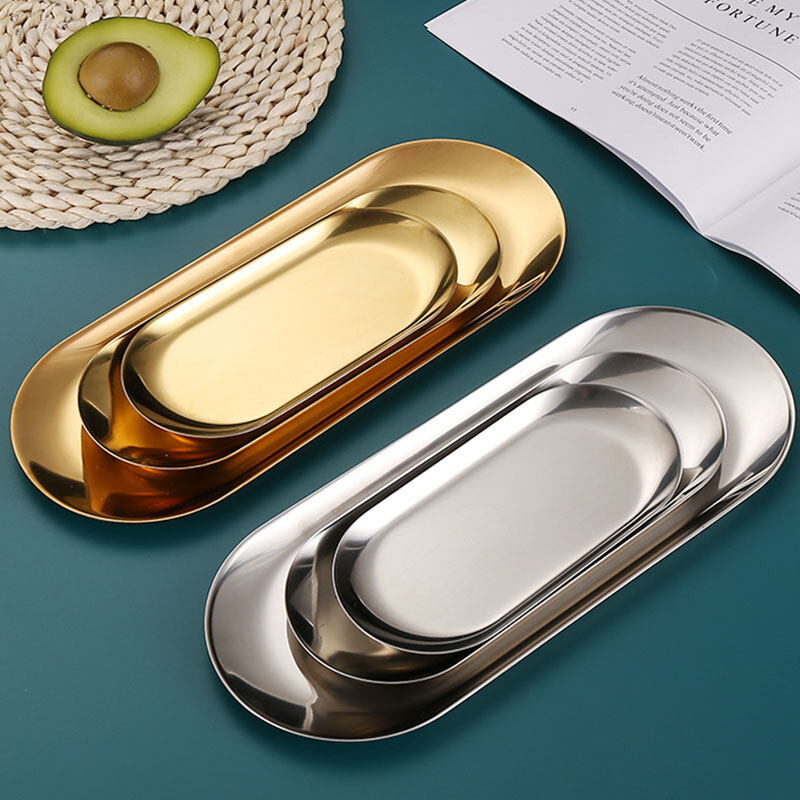 VERNO-Beauty Shop ถาด ถาดสเตลเลส ถาดผลไม้ ถาดอาหาร ถาดเครื่องประดับ ถาดใส่ผลไม้ ถาดขนม ถาดใส่อาหาร ถาดวงรี ถาดเกาหลี ถาด - รูปที่ 4