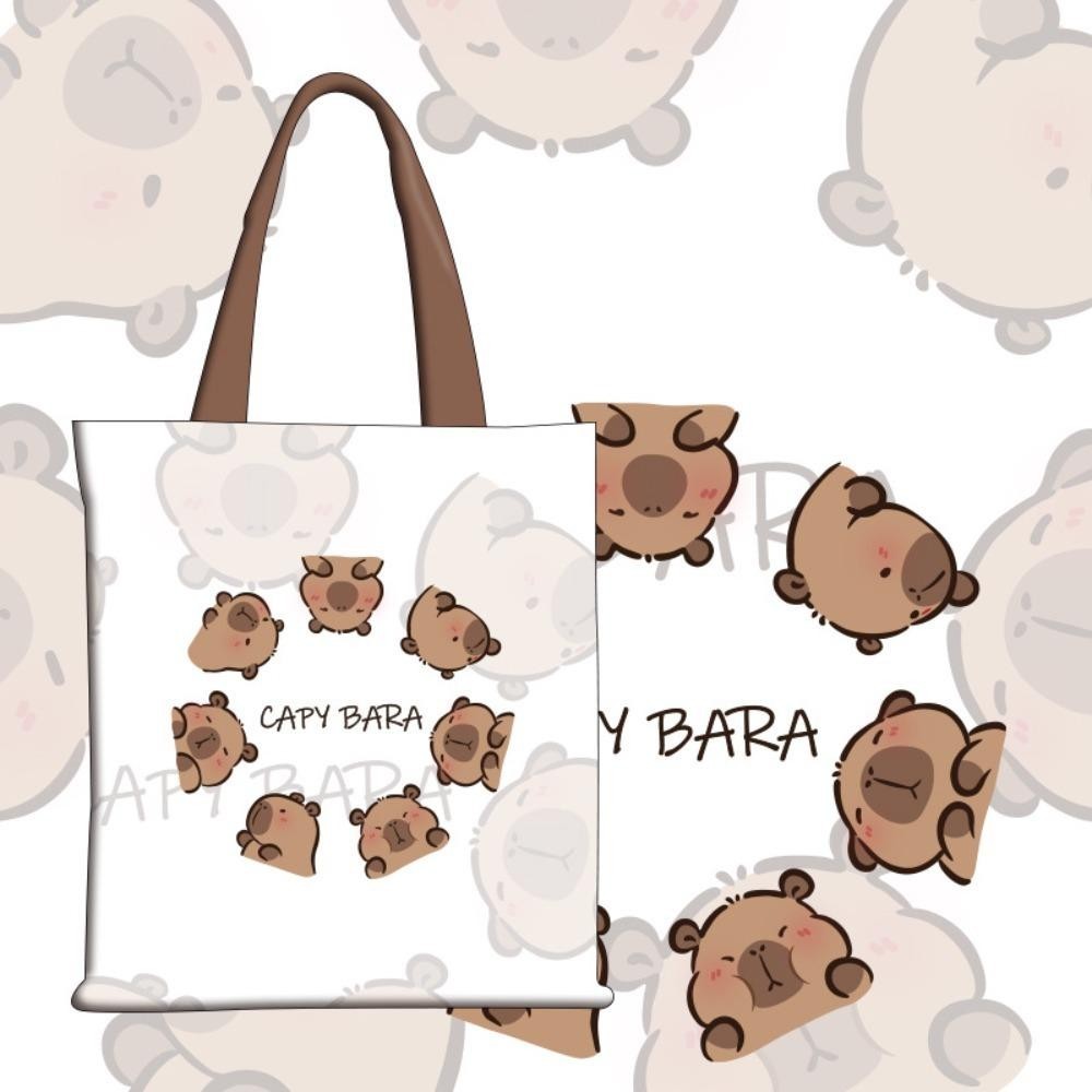 Tonfashion Tote Bag, กระเป๋า Capybara ที่ทนต่อการสึกหรอความจุขนาดใหญ่, กระเป๋านักเรียนผ้าใบ