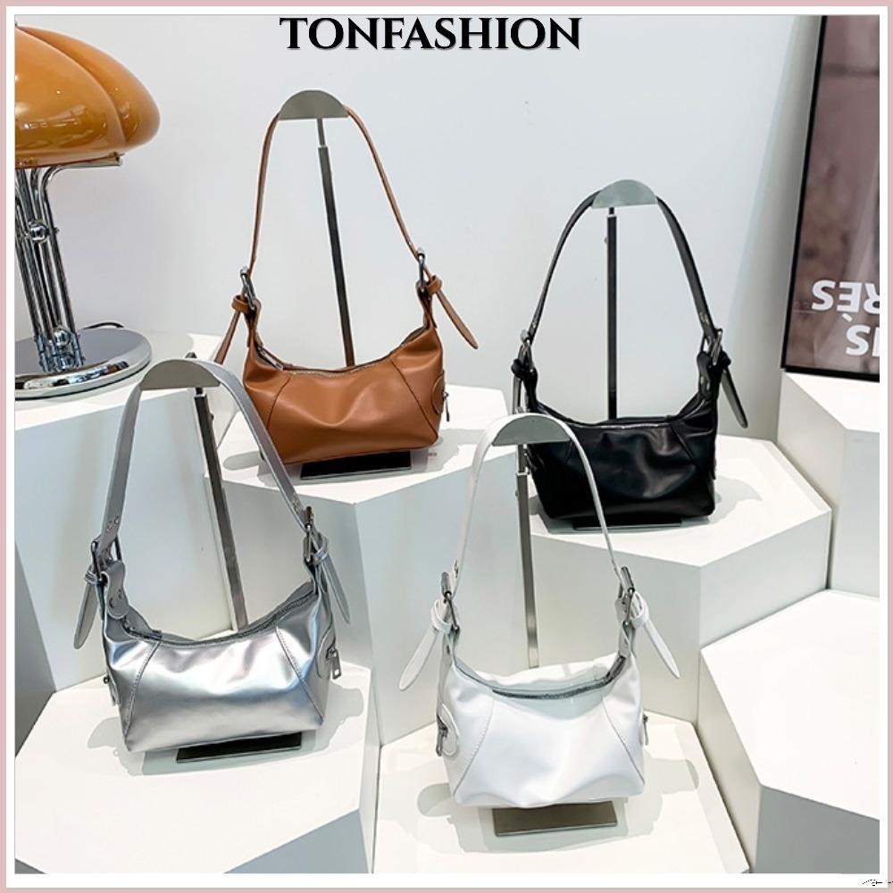 Tonfashion Bag, กระเป ๋ าสะพายอินเทรนด ์ ความจุขนาดใหญ ่ 2024 กระเป ๋ าใต ้ วงแขนย ้ อนยุคลําลองชีวิตประจําวัน