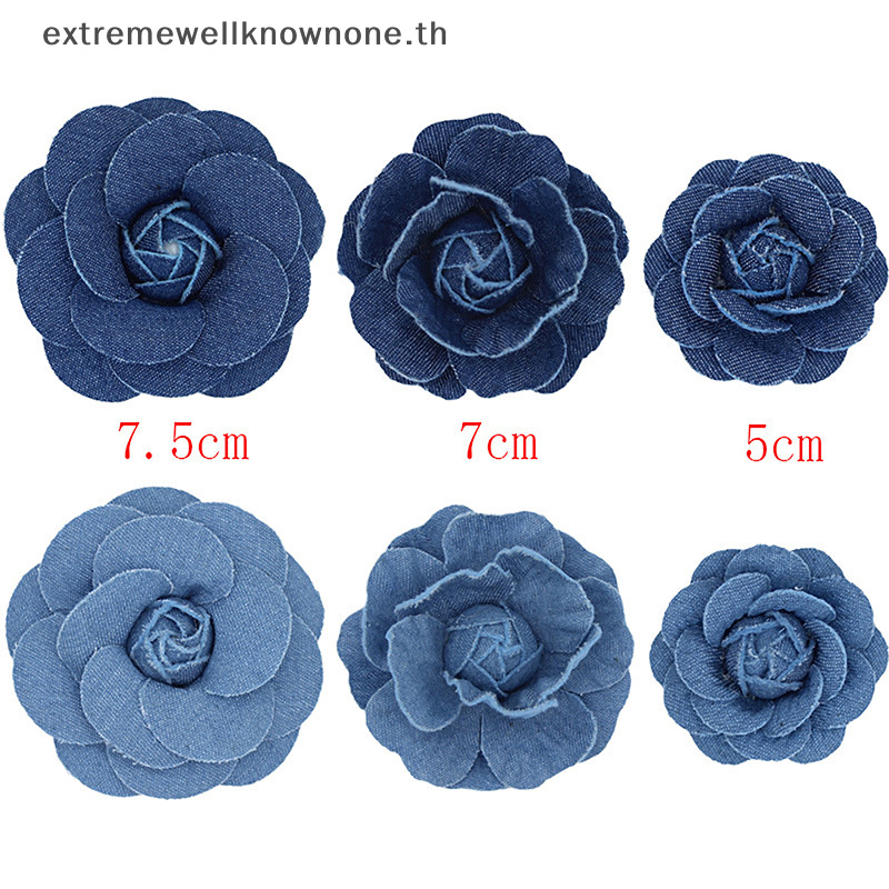 Ewth ผ ้ ายีนส ์ ดอกไม ้ ประดิษฐ ์ Camellia ดอกไม ้ สําหรับ DIY อุปกรณ ์ เสริมผม Corsage Handmade Craft EWTH