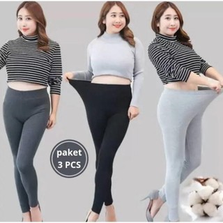PAKET 3 PCS Legging Jumbo Tebal Leging Import Wanita Jumbo Celana Legging Olahraga Wanita Lejing Spandek Premium