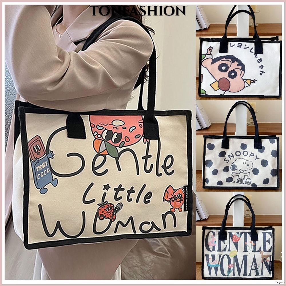 Tonfashion กระเป ๋ าผ ้ าใบความจุขนาดใหญ ่ กระเป ๋ าเดินทางอินเทรนด ์ , ขายร ้ อน Retro Casual Beach Bag Daily Life