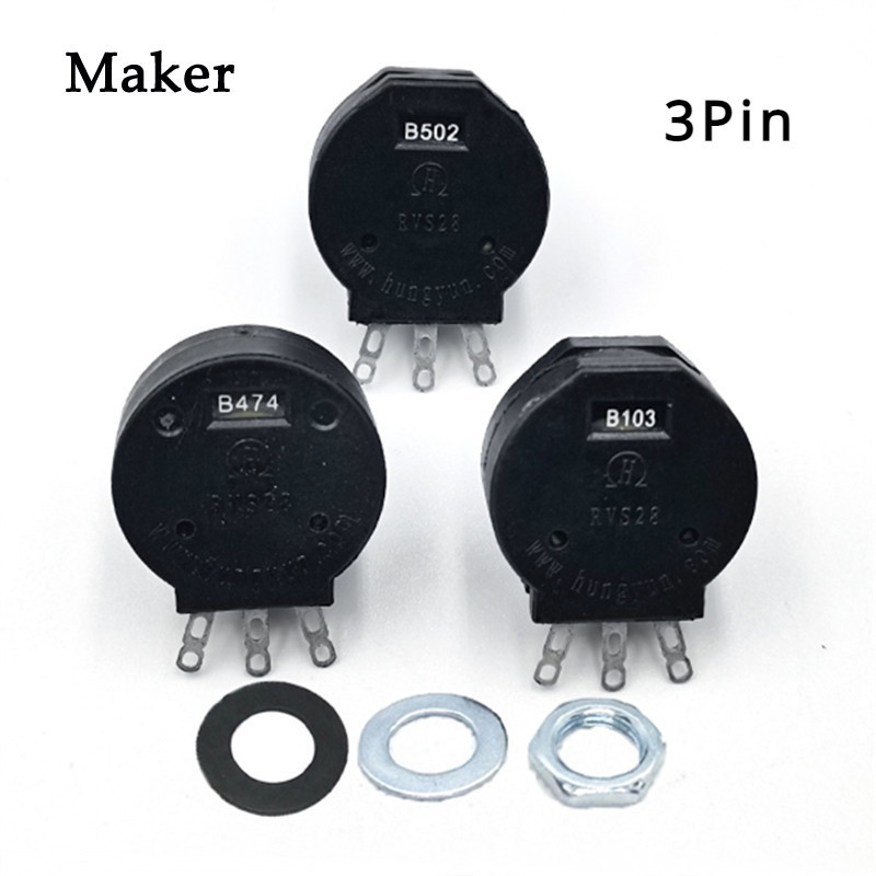 Rvs28p 1K 5K 10K 100K 1M Potentiometer Switch 3Pin RVS28 B102 B103 B223 B472 B474 B502 2W