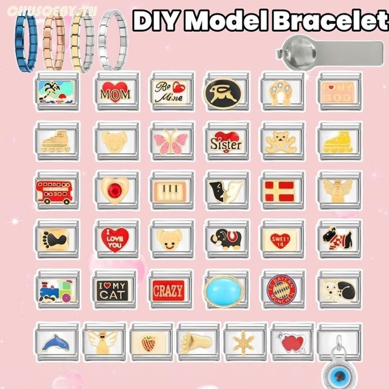 DIY ภาษาอิตาลี เสน่ห์ สร้อยข้อมือ ข้อต่อฟิตติ้ง 9 มม Diy แฟชั ่ นเครื ่ องประดับอุปกรณ ์ เสริม Retro บุคลิกภาพโมดูลสร ้ อยข ้ อมืออุปกรณ ์ เสริมสแตนเลสสีโมดูลสร ้ อยข ้ อมือวันวาเลนไทน ์ สร ้ อยข ้ อมือ