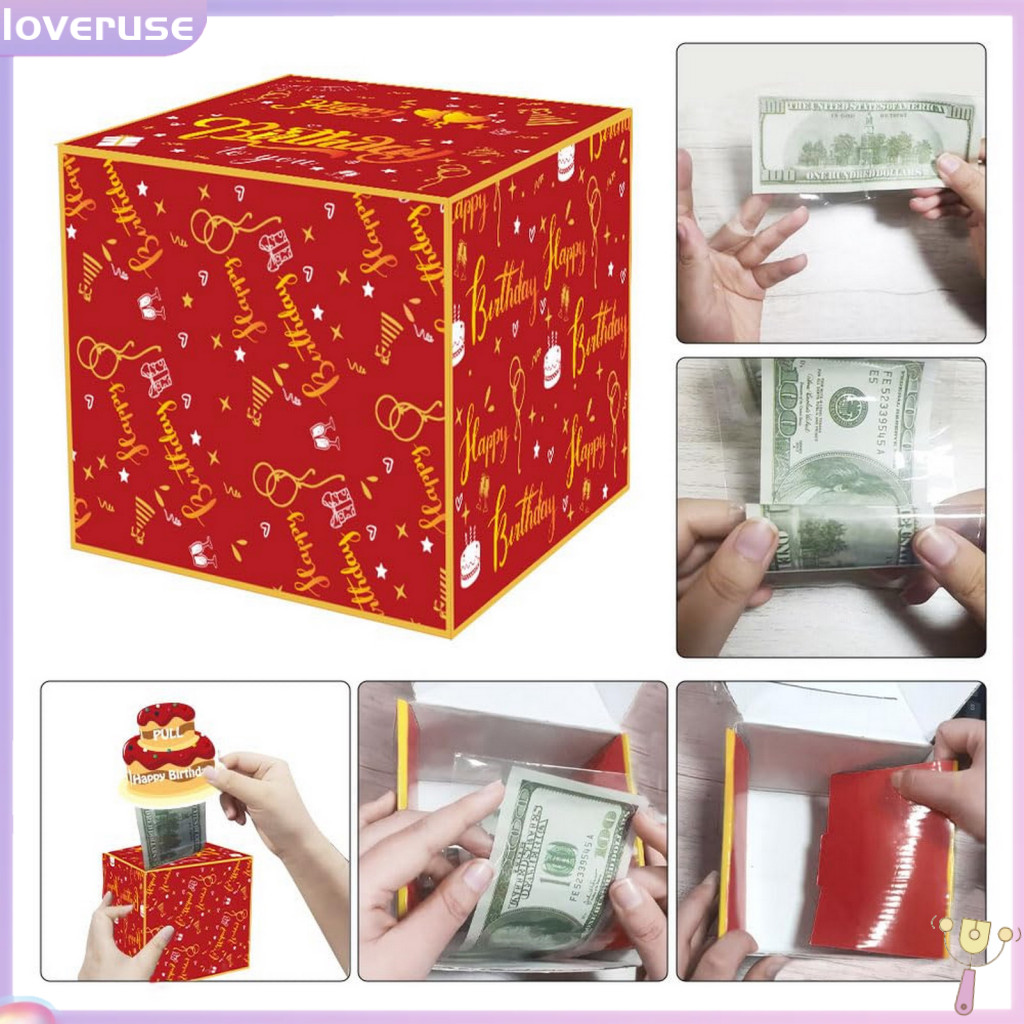 /LOV/ Cash Raffle Gift Box Creative Money Gift Box Christmas Money Box Cash Gift Holder Diy Assembly Vibrant Color Surprise Creative Gift Box
