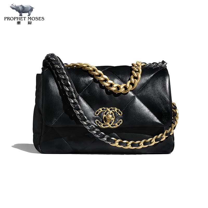 Chanel/Chanel 2023 New Womens Bright Lambskin/Shiny Calfskin CHANEL 19 Handbag Shoulder Backpack