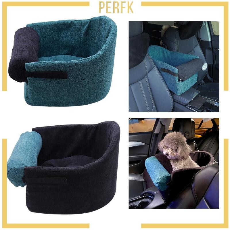[Perfk ] Portable Small Dog Car Seat Booster Car Travel Seat Basket สีดํา