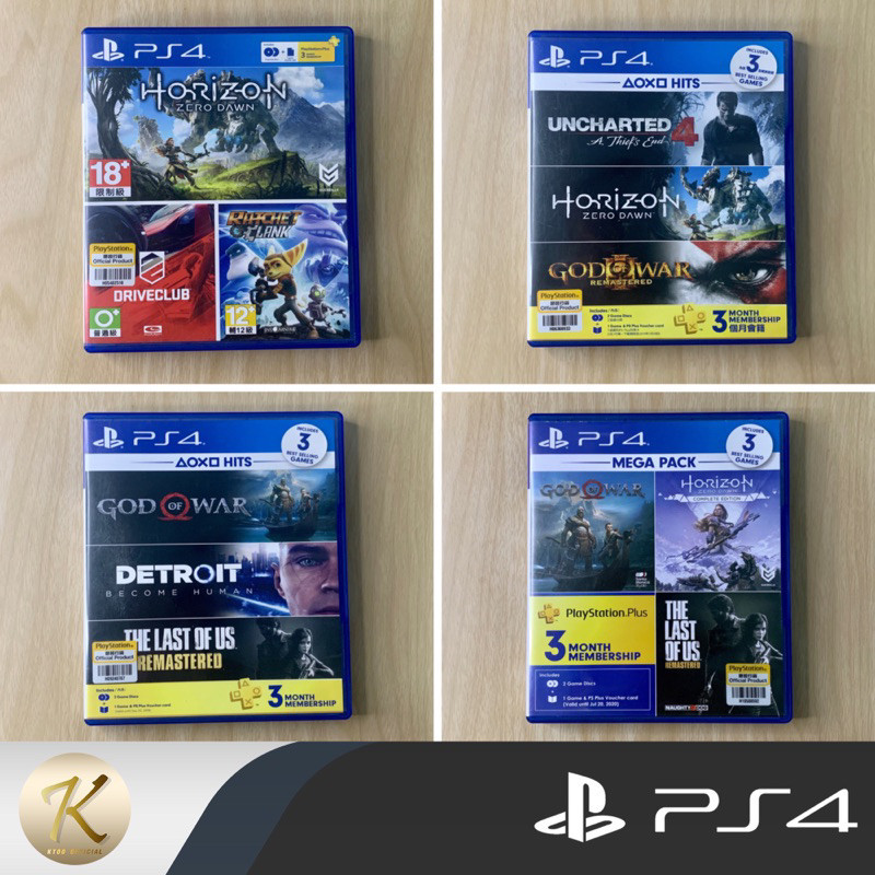 แผ่นเกมส์รวม PS4 : หลายเกมส์ Uncharted + Horizon Zero Dawn / God Of War4 + Detroit (มือ 2) สินค้าพร้อมจัดส่ง