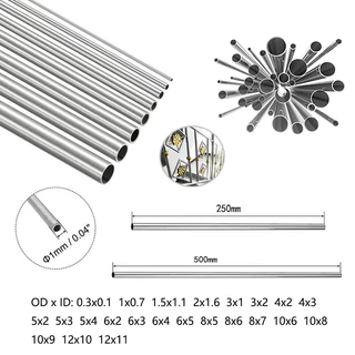 304 Stainlessy Steel Tube OD1/1.5/2/3/5/6/8/10/12mm Round Capillary Straight Tube Length 250/500mm