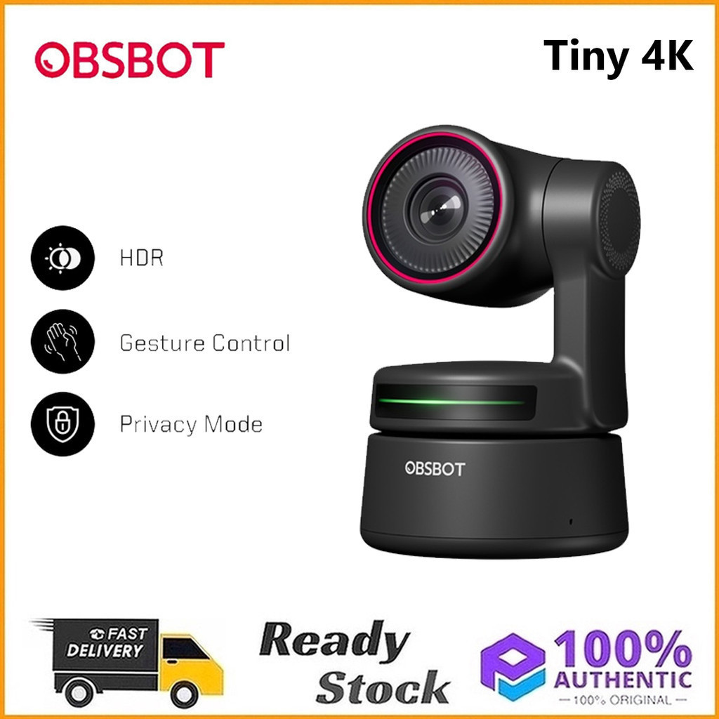 Obsbot Tiny 4K AI-Powered PTZ Webcam - สีดํา