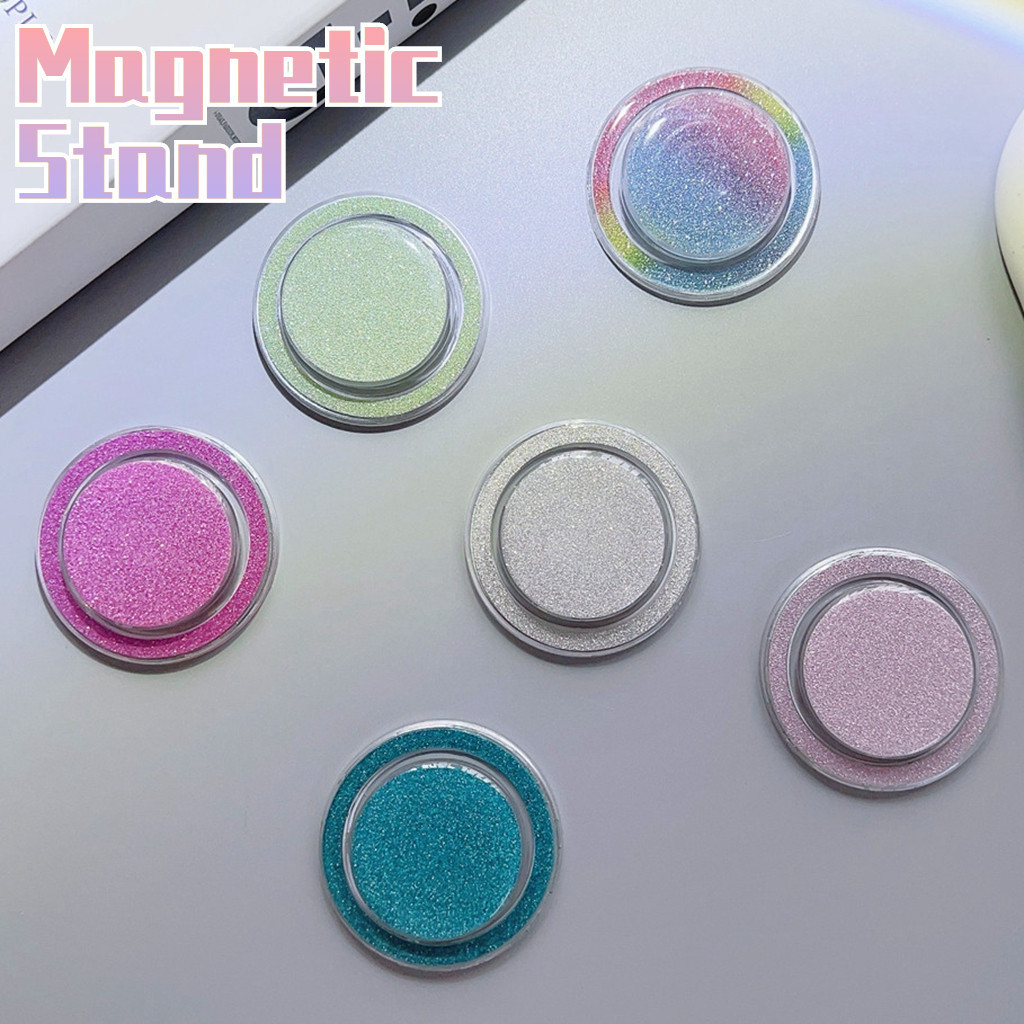 Magnetic Attraction ที่วางโทรศัพท์ Kickstand Creative Make Up Mirror Design Hello Kitty ผู้หญิงทรงกลมสําหรับ Naked โทรศัพท์มือถือ Magsafe กรณีพับ Anti-drop PC Bracket