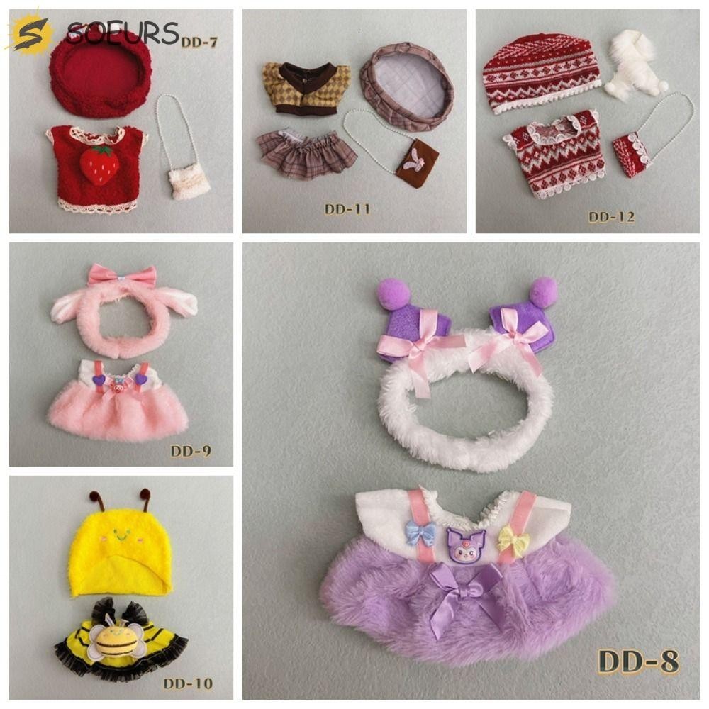Soeurs 20 ซม.ผ้าฝ้ายตุ๊กตาเสื้อผ้า, Labubu Linabelle 20 ซม.ตุ๊กตาชุด Kuromi Headwear นุ่ม DIY Handmade ตุ๊กตาเสื้อผ้าผ้าฝ้ายตุ๊กตาอุปกรณ์เสริม