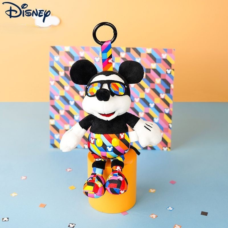 จี้ของเล่นตุ๊กตามิกกี้ดิสนีย์น่ารักพร้อมพวงกุญแจของเล่นตุ๊กตานุ่มสําหรับกระเป๋าเป้สะพายหลังและตกแต่งรถ