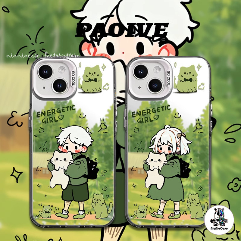 ส่งจากไทย เด็กชายป่า เคสโทรศัพท์มือถือ For iPhone 11 12 13 14 15 Pro Max XR X XS Max 6 7 8 Plus SE Silicone สเงิน เคส